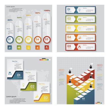 4 tasarım şablonu/grafik veya Web sitesi düzeni topluluğu. Vektör arka plan.
