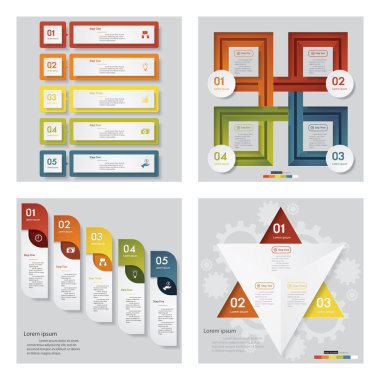 4 tasarım şablonu/grafik veya Web sitesi düzeni topluluğu. Vektör arka plan.