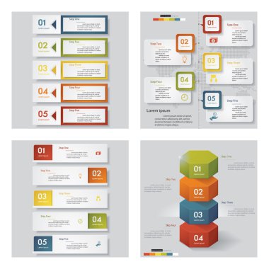 4 tasarım şablonu/grafik veya Web sitesi düzeni topluluğu. Vektör arka plan.