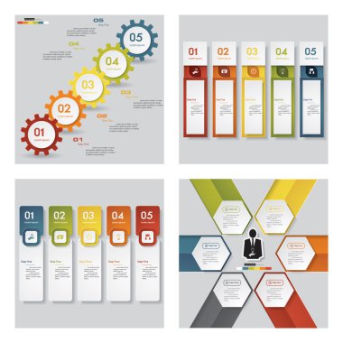 4 tasarım şablonu/grafik veya Web sitesi düzeni topluluğu. Vektör arka plan.
