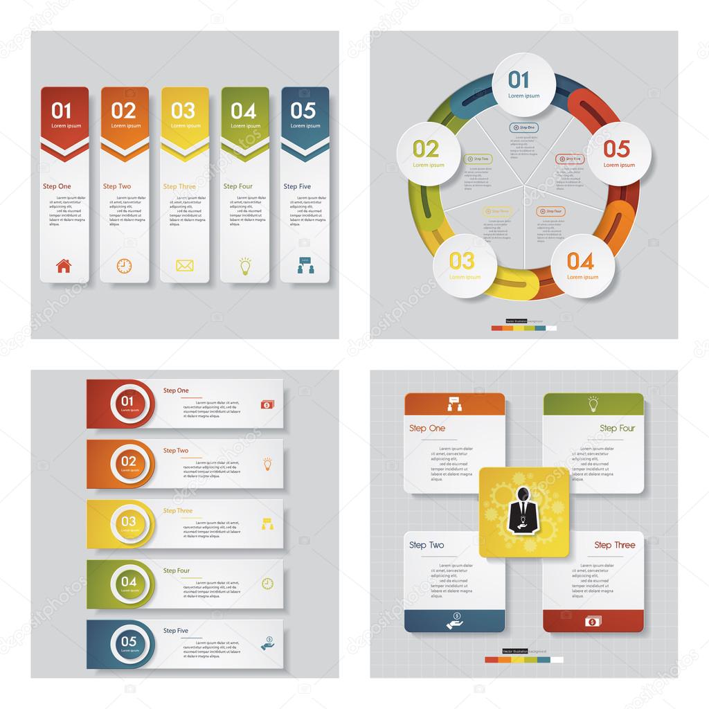 Collection of 4 design template/graphic or website layout. Vector ...