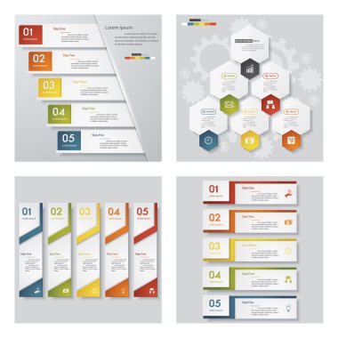 4 tasarım şablonu/grafik veya Web sitesi düzeni topluluğu. Vektör arka plan.