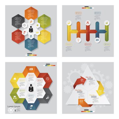 4 tasarım şablonu/grafik veya Web sitesi düzeni topluluğu. Vektör arka plan.