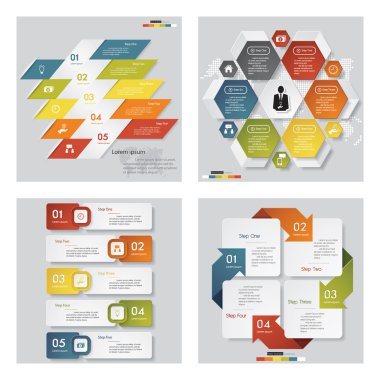 4 tasarım şablonu/grafik veya Web sitesi düzeni topluluğu. Vektör arka plan.
