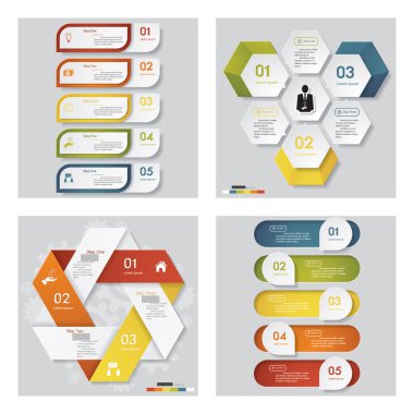 4 tasarım şablonu/grafik veya Web sitesi düzeni topluluğu. Vektör arka plan.