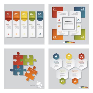 4 tasarım şablonu/grafik veya Web sitesi düzeni topluluğu. Vektör arka plan.