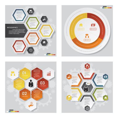 4 tasarım şablonu/grafik veya Web sitesi düzeni topluluğu. Vektör arka plan.