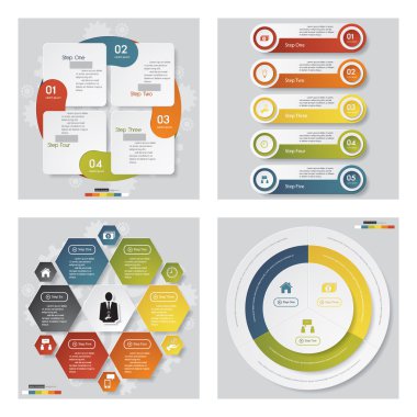 4 tasarım şablonu/grafik veya Web sitesi düzeni topluluğu. Vektör arka plan.