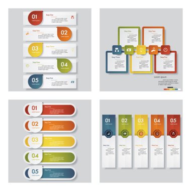 4 tasarım şablonu/grafik veya Web sitesi düzeni topluluğu. Vektör arka plan.