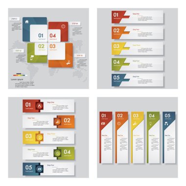 4 tasarım şablonu/grafik veya Web sitesi düzeni topluluğu. Vektör arka plan.