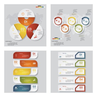 4 tasarım şablonu/grafik veya Web sitesi düzeni topluluğu. Vektör arka plan.