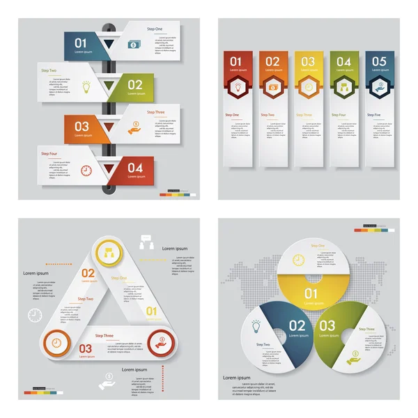 4 tasarım şablonu grafik veya Web sitesi düzeni topluluğu. — Stok Vektör