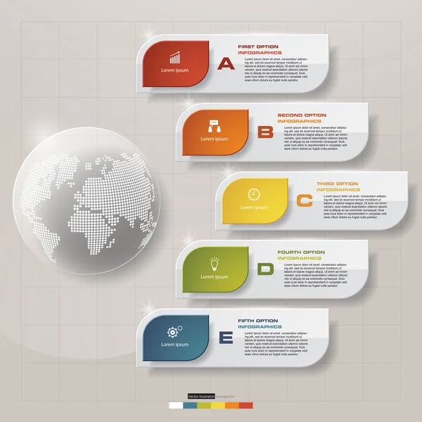 Abstracte 5 stappen infographis elementen. Vectorillustratie. — Stockvector