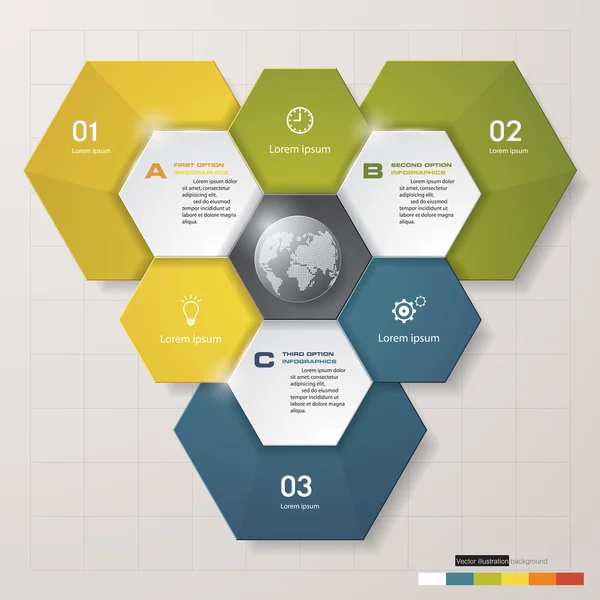 Abstract 3 steps process. Simple&Editable abstract design element.