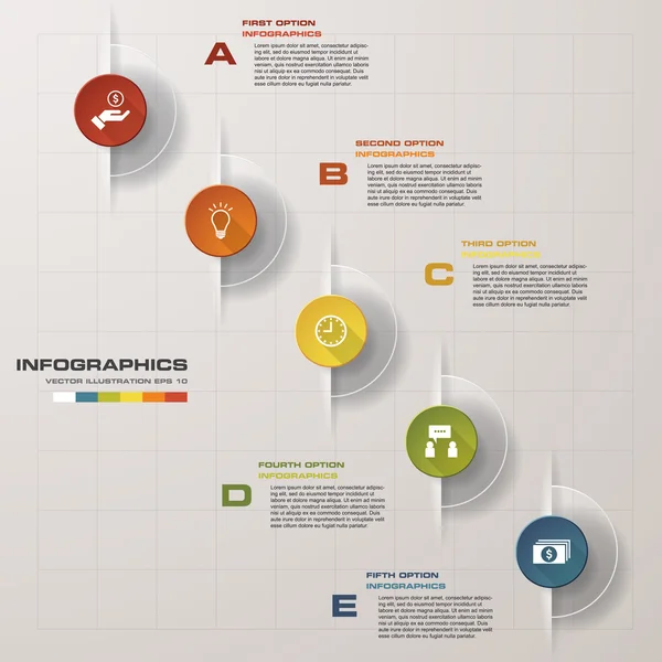 Abstract 5 passos infographis elementos.Ilustração vetorial . — Vetor de Stock