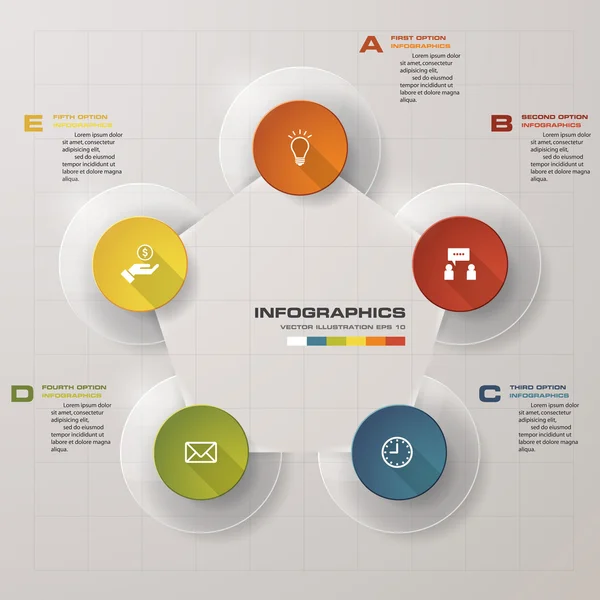 Simple&Editable 5 Steps chart diagrams template. Vector.