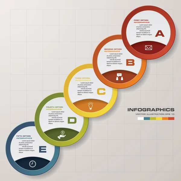 Plantilla 5 pasos para su presentación de negocios con áreas de texto . — Vector de stock