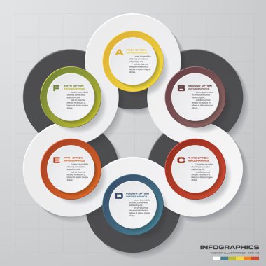 Soyut 6 basamak infographis öğeler. Vektör çizim.
