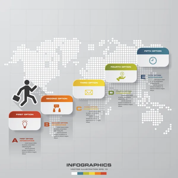 İş 5 adım merdiven infographics soyut. Vektör çizim. adım adım / verilerinizi görüntülemek / kişi merdivenlerden yukarı gider.