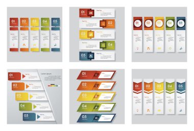 6 tasarım şablonu/grafik veya Web sitesi düzeni topluluğu. Vektör arka plan.