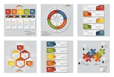 6 tasarım şablonu/grafik veya Web sitesi düzeni topluluğu. Vektör arka plan.
