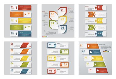 6 tasarım şablonu/grafik veya Web sitesi düzeni topluluğu. Vektör arka plan.