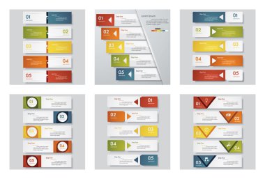 6 tasarım şablonu/grafik veya Web sitesi düzeni topluluğu. Vektör arka plan.