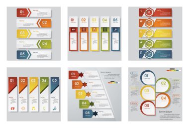 6 tasarım şablonu/grafik veya Web sitesi düzeni topluluğu. Vektör arka plan.