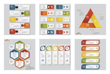 6 tasarım şablonu/grafik veya Web sitesi düzeni topluluğu. Vektör arka plan.