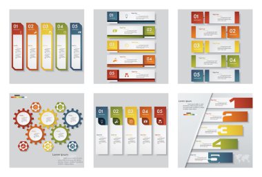 6 tasarım şablonu/grafik veya Web sitesi düzeni topluluğu. Vektör arka plan.