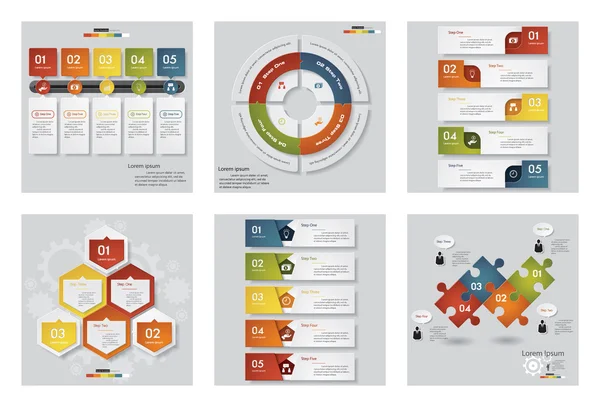 6 tasarım şablonu/grafik veya Web sitesi düzeni topluluğu. Vektör arka plan.