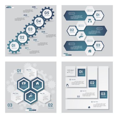 4 mavi renk şablonu/grafik veya Web sitesi düzeni topluluğu.