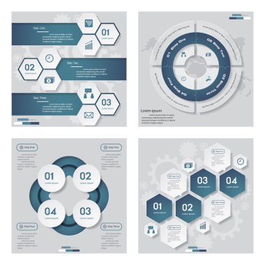 4 mavi renk şablonu/grafik veya Web sitesi düzeni topluluğu.