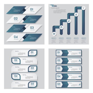 4 mavi renk şablonu/grafik veya Web sitesi düzeni topluluğu.