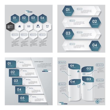 4 mavi renk şablonu/grafik veya Web sitesi düzeni topluluğu.
