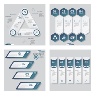4 mavi renk şablonu/grafik veya Web sitesi düzeni topluluğu.