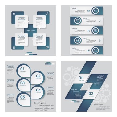 4 mavi renk şablonu/grafik veya Web sitesi düzeni topluluğu.
