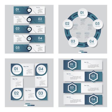 4 mavi renk şablonu/grafik veya Web sitesi düzeni topluluğu.