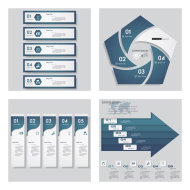 4 mavi renk şablonu/grafik veya Web sitesi düzeni topluluğu.