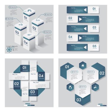 4 mavi renk şablonu/grafik veya Web sitesi düzeni topluluğu.