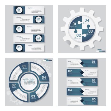 4 mavi renk şablonu/grafik veya Web sitesi düzeni topluluğu.