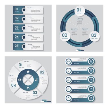 4 mavi renk şablonu/grafik veya Web sitesi düzeni topluluğu.