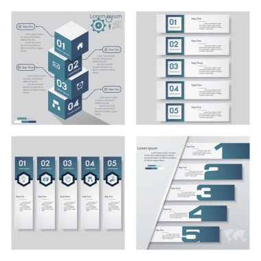 4 mavi renk şablonu/grafik veya Web sitesi düzeni topluluğu.
