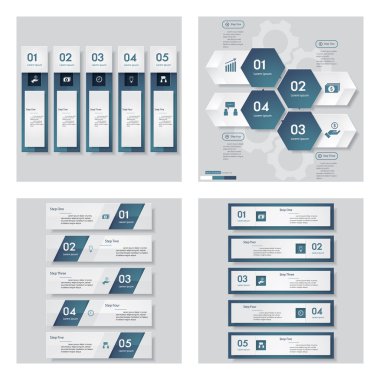 4 mavi renk şablonu/grafik veya Web sitesi düzeni topluluğu.