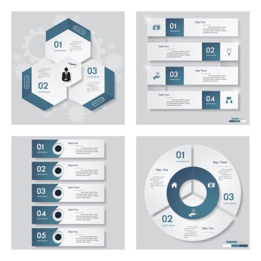 4 mavi renk şablonu/grafik veya Web sitesi düzeni topluluğu.