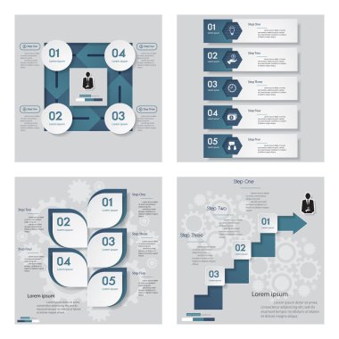 4 mavi renk şablonu/grafik veya Web sitesi düzeni topluluğu.