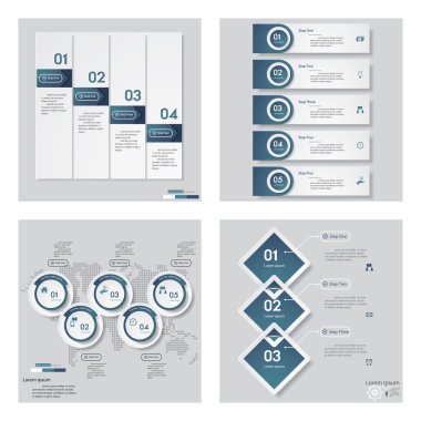 4 mavi renk şablonu/grafik veya Web sitesi düzeni topluluğu.