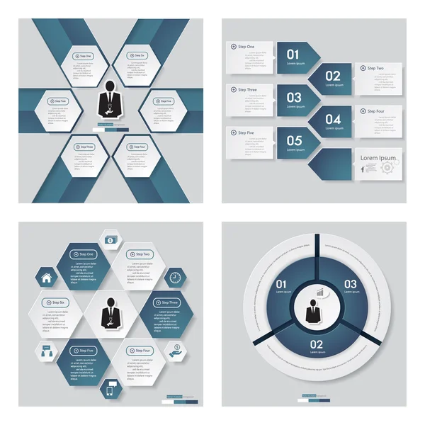 4 블루 컬러 템플릿/그래픽 또는 웹사이트 레이아웃의 컬렉션. — 스톡 벡터