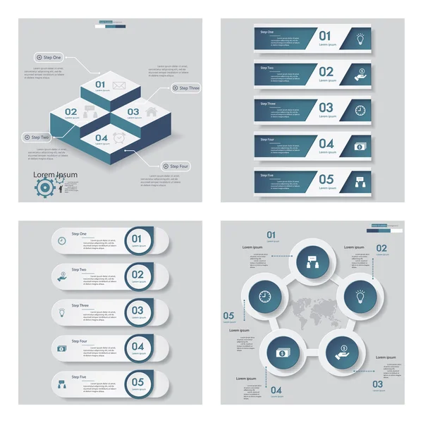 Coleção de 4 modelo de cor azul / gráfico ou layout do site . — Vetor de Stock