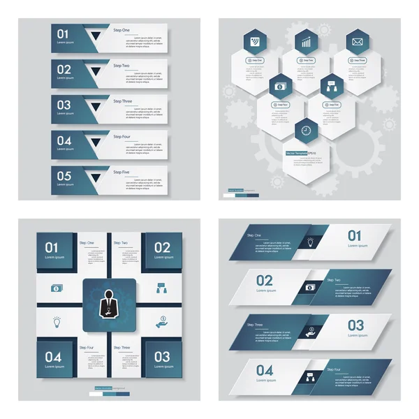 Sammlung von 4 blauen Farbvorlagen / Grafik oder Website-Layout. — Stockvektor